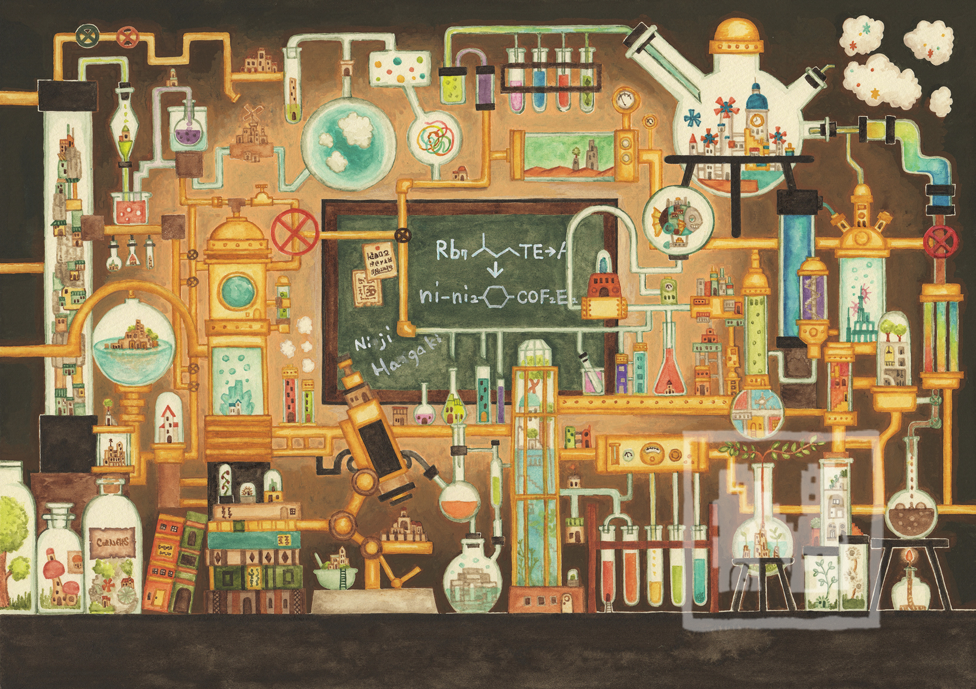 原画 理科室に眠る実験道具の街 空想街雑貨店official Site 原画 理科室に眠る実験道具の街 空想街雑貨店official Site