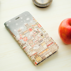 手帳型内側iPhone11proXRMAX紅リンゴと白雪